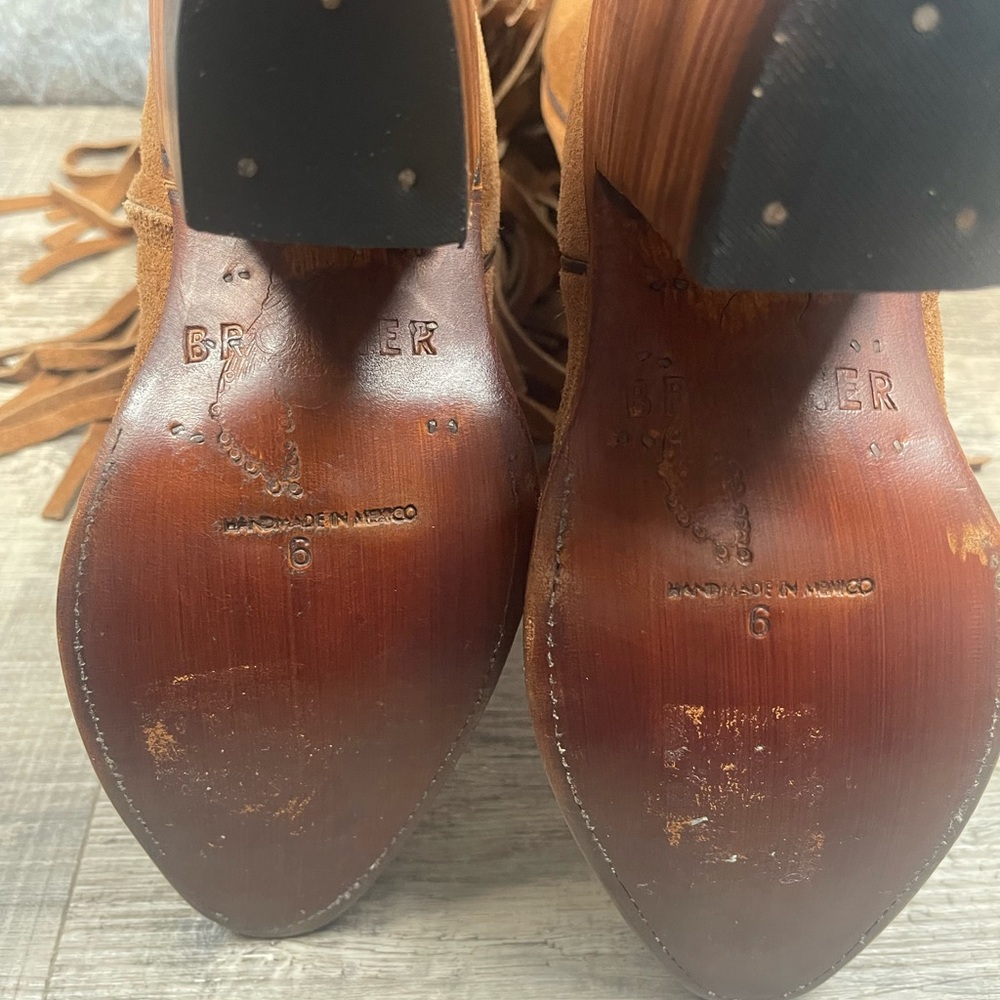 Brother Brown Suede Fringe Heeled Boots - Picture 13 of 14